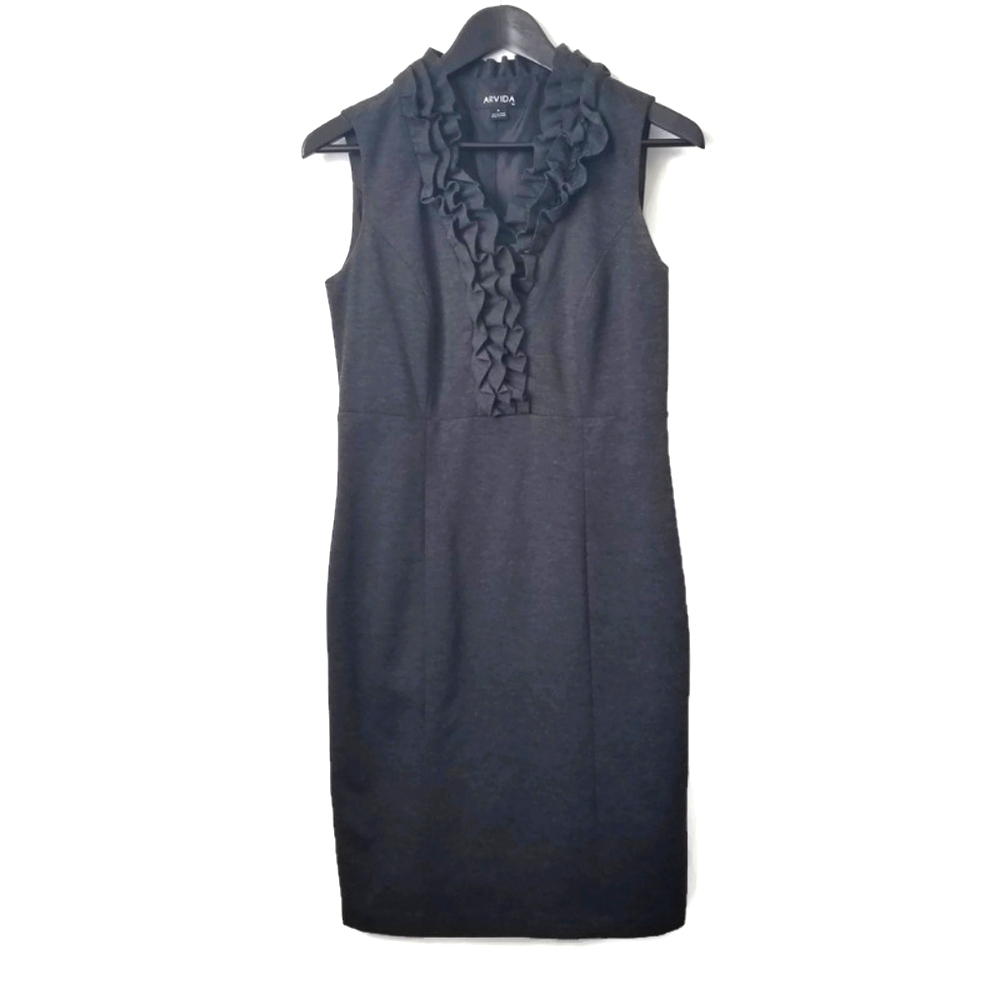 Arvida women's structured grey v-neck knee length dress
